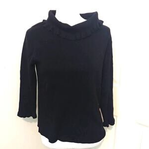 Goodclothes Sweater Ruffled Neck Cuff Sleeve Black Small
